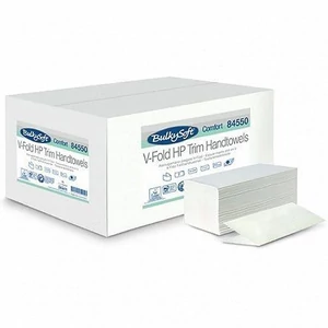 BulkySoft comfort V hajtogatott kéztörlő 2 rétegű 21x21 cm 210 lap fehérített