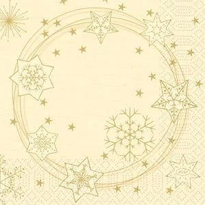 Duni szalvéta Star Shine Cream 3rtg 33x33cm 12x20db/gyűjtő