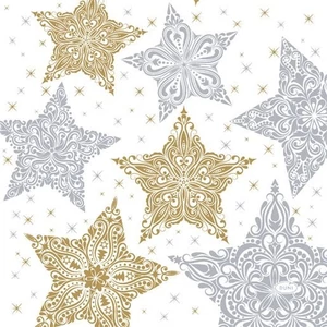 Duni szalvéta Snowstars White 3rtg 33x33cm 12x20db/gyűjtő