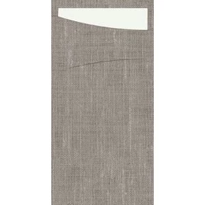 Duni sacchetto Granite grey/fehér dunisoft 23x11,5cm 4x60db/gyűjtő