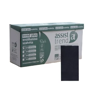 Trend Plus textilhatású szalvéta fekete 2rtg 38x19cm 1/8 1200db/gyűjtő