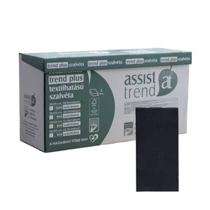 Trend Plus textilhatású szalvéta fekete 2rtg 38x28cm 1/8 900db/gyűjtő