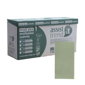Trend Plus textilhatású szalvéta zöld 2rtg 38x28cm 1/8 FSC 900db/gyűjtő