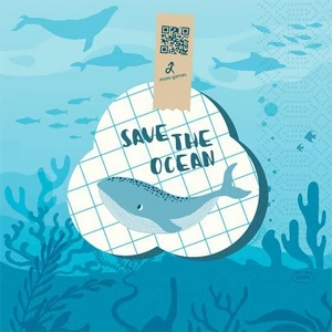 Duni szalvéta Save the Ocean 3rtg 33x33cm 10x50db/gyűjtő