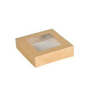 Duni Biopak papírtálka tető Viking barna ablakos 510/820ml tálkához 300db/gyűjtő