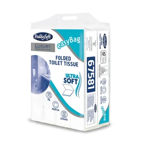 BulkySoft excellence easybag V hajtogatott toalettpapír 2 rétegű 19x11cm cell 224lap 40cs/gyűjtő