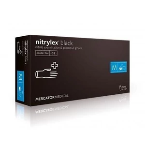 Nitrylex Black púdermentes nitril vizsgálókesztyű, fekete M-es 10x100db/karton