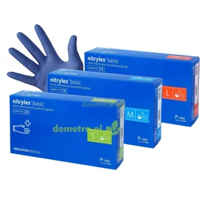 Nitrylex Basic púdermentes nitril vizsgálókesztyű kék M-es 10x100db/gyűjtő