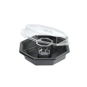 Duni Octaview tál fekete/átlátszó tetővel és dressinges pohárral 795ml 280db/gyűjtő