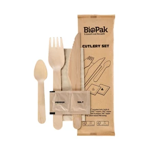 Duni BioPak fa evőeszköz csomag Waxed Wood 160mm 1x250db/gyűjtő
