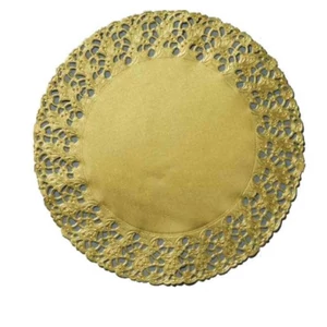 Duni kerek tortacsipke arany 36cm 5x100db/gyűjtő