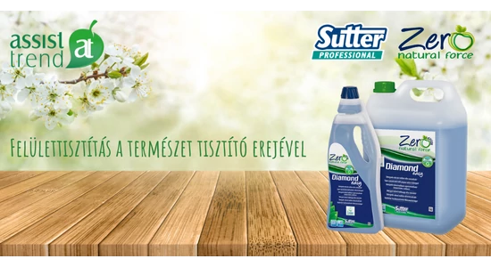 Gyorsan száradó, természetes hatóanyagú felülettisztítót keres?  Itt a környezetbarát Sutter Zero Diamond!