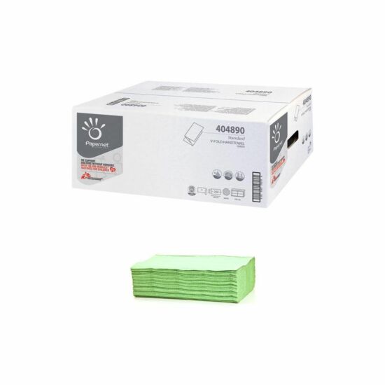 Papernet Standard V hajtogatott kéztörlő zöld 1 rétegű 24,5x23cm 250lap rec 20cs/gyűjtő