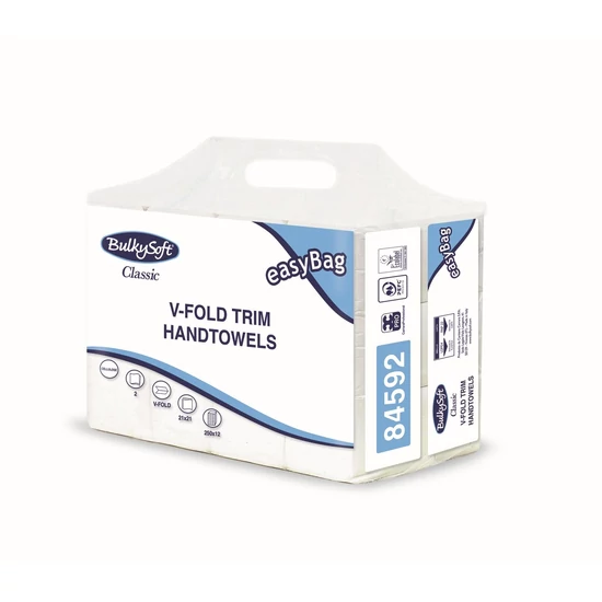 BulkySoft easyBag classic V hajtogatott kéztörlő 2rtg 21x21cm 250lap cell 12cs/gyűjtő