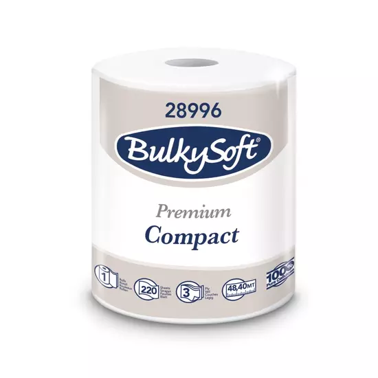 BulkySoft premium compact belsőmagos ipari törlőpapír 3rtg M21,5 D15 220lap 48,4m cell 12tek/gyűjtő
