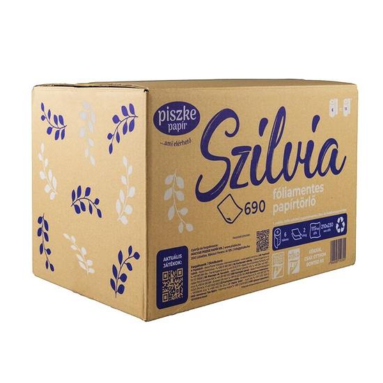 Szilvia 690 papírdobozos törlőpapír 2 rétegű M23 24,15m 115lap cell 6tek/gyűjtő