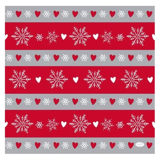 Bio-Dunisoft szalvéta Winter Flakes Hearts 40x40cm 12x12db/gyűjtő