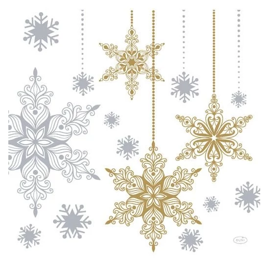 Bio-Dunisoft szalvéta Snowstars White 40x40cm 12x12db/gyűjt
