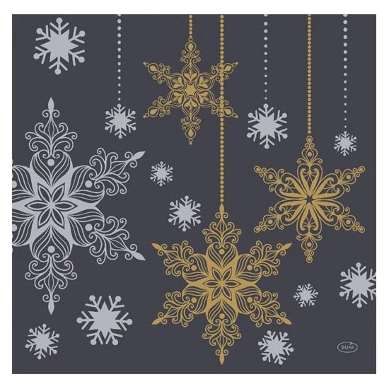 Bio-Dunisoft szalvéta Snowstars Black 40x40cm 12x12db/gyűjtő