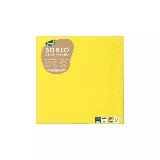 Bio-Duni szalvéta sárga 3rtg 33x33cm 10x50db/gyűjtő