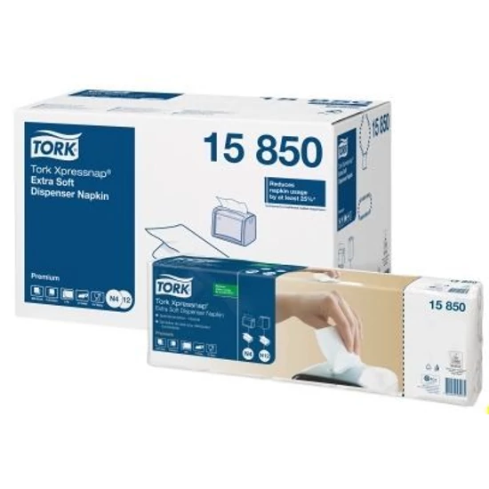 Tork Premium Xpressnap extra soft adagolós szalvéta 2 rétegű 16,5x10,7cm fehér N4 8cs/gyűjtő