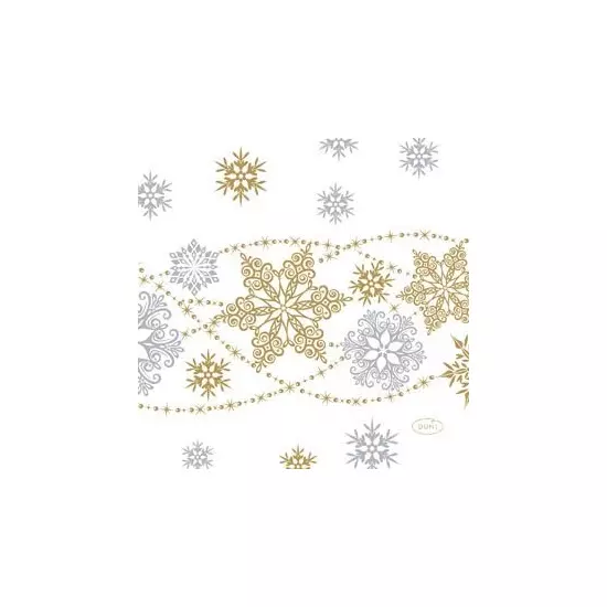 Duni szalvéta Snow Glitter White 3rtg 24x24cm 12x20db/gyűjtő