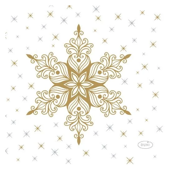 Duni szalvéta Snowstars White 3rtg 24x24cm 12x20db/gyűjtő