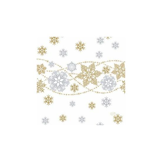 Duni szalvéta Snow Glitter white 3rtg 33x33cm 12x20db/gyűjtő