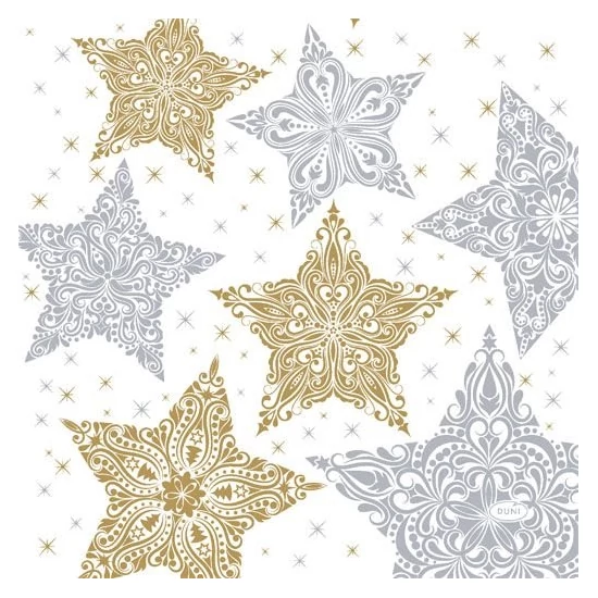 Duni szalvéta Snowstars White 3rtg 33x33cm 12x20db/gyűjtő