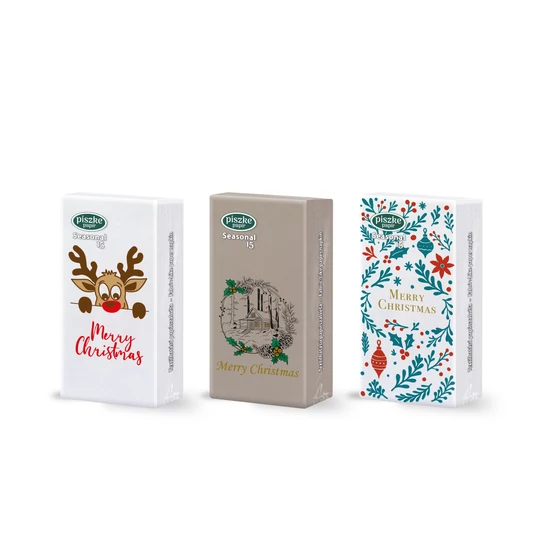 Seasonal karácsonyi textilhatású kevert szalvéta 2rtg 38x28cm 1/8 FSC 64x15db/gyűjtő