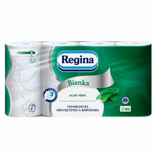 Regina Bianka Aloe kistekercses toalettpapír 3 rétegű M9,5 D11 16,5m 150lap cell 8x8tek/gyűjtő
