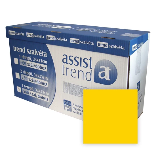 Trend szalvéta sárga 2 rétegű 33x33cm 750db/gyűjtő