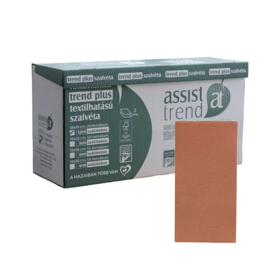 Trend Plus textilhatású szalvéta terrakotta 2rtg 38x19cm 1/8 1200db/gyűjtő