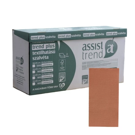 Trend Plus textilhatású szalvéta terrakotta 2rtg 38x28cm 1/8 FSC 900db/gyűjtő