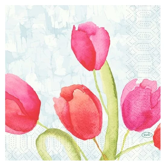  Duni szalvéta Painted Tulips 3rtg 33x33cm 4x250db/gyűjtő