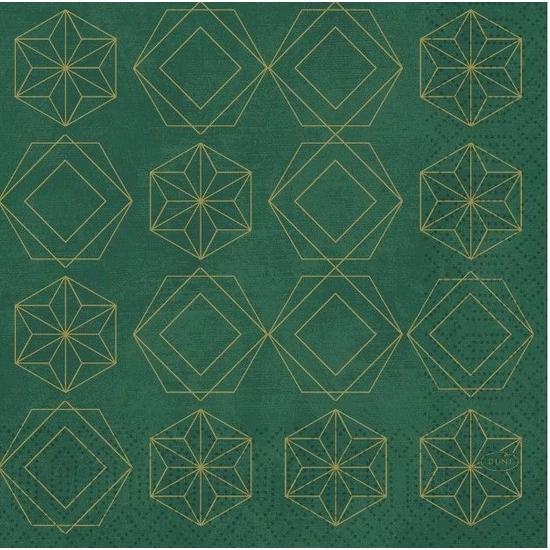 Duni szalvéta Gilded Star green 3rtg 33x33cm 4x250db/gyűjtő