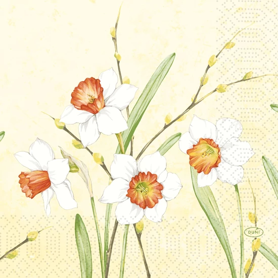 Duni szalvéta Daffodil Joy 3rtg 33x33cm 10x50db/gyűjtő