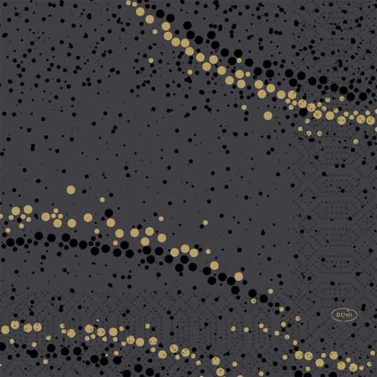 Duni szalvéta Golden Stardust Black 3rtg 33x33cm 4x250db/gyűjtő