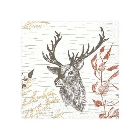 Duni szalvéta Wood and Deer 3rtg 33x33cm 4x250db/gyűjtő