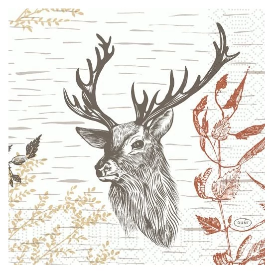 Duni szalvéta Wood and Deer 3rtg 33x33cm 10x50db/gyűjtő