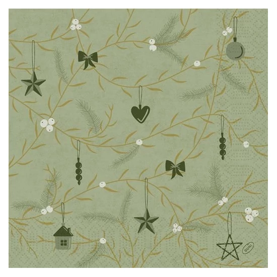 Duni szalvéta Noel Pistachio 3rtg 40x40cm 4x250db/gyűjtő