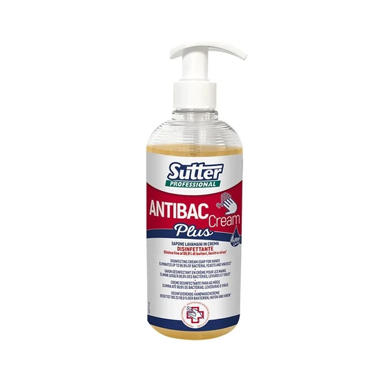 Sutter Antibac Cream Plus fertőtlenítő hatású kéz- és bőrtisztító, betegfürdető krémszappan folyadék 500ml 12db/gyűjtő