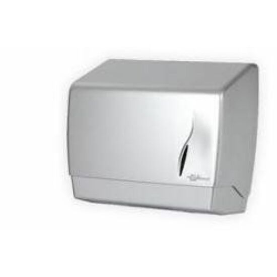 Bisk M-hajtogatott kéztörlő adagoló ABS műanyag silver satin inox 500lapos 6db/gyűjtő