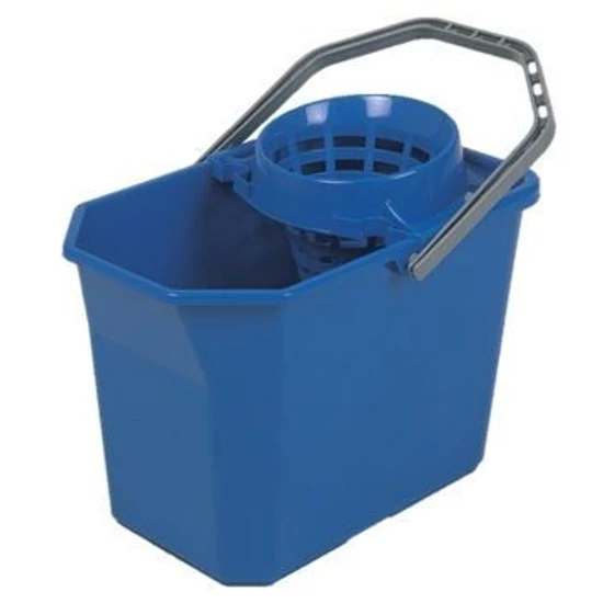 VDM szögletes felmosó vödör kicsavaró kosárral kék 15l