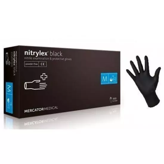 Nitrylex Black púdermentes nitril vizsgálókesztyű, fekete L-es 10x100db/karton