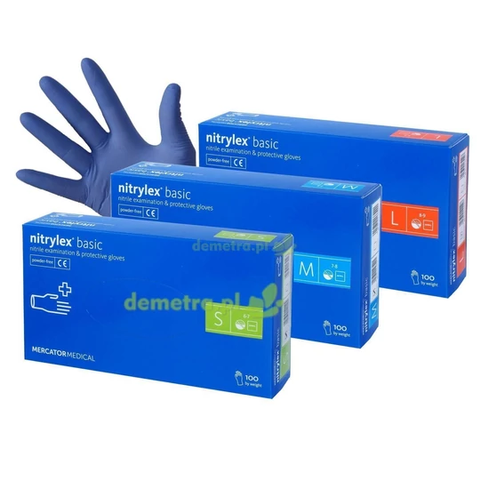 Nitrylex Basic púdermentes nitril vizsgálókesztyű kék M-es 10x100db/gyűjtő