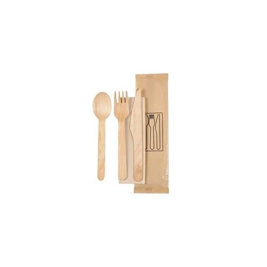 Duni BioPak fa evőeszköz csomag Waxed Wood 160mm 1x250db/gyűjtő