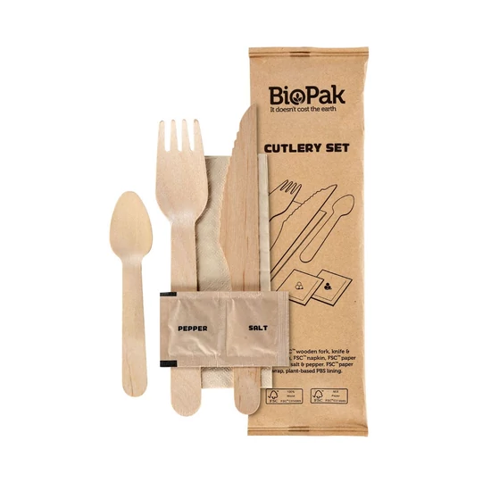 Duni BioPak fa evőeszköz csomag Waxed Wood 160mm 1x250db/gyűjtő
