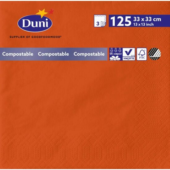 Duni szalvéta Mandarin 3 rétegű 33x33cm 8x125db/gyűjtő