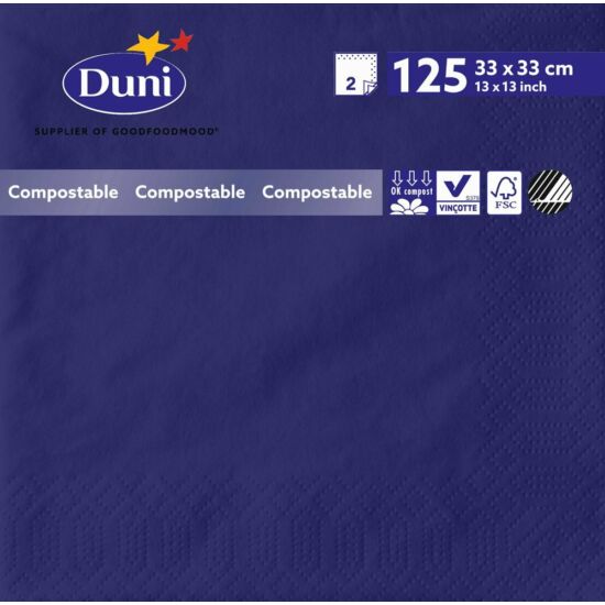 Duni szalvéta Dark blue 2 rétegű 33x33cm 16x125db/gyűjtő